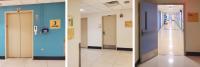 Interior views of hospital lobby and hallways